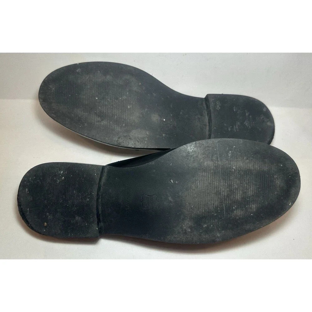Ann Taylor Black Leather Chain Loafer Mule Slides Women’s Size 9